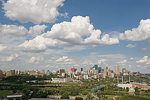 城市,埃德蒙顿,蓝天,云,艾伯塔省,加拿大