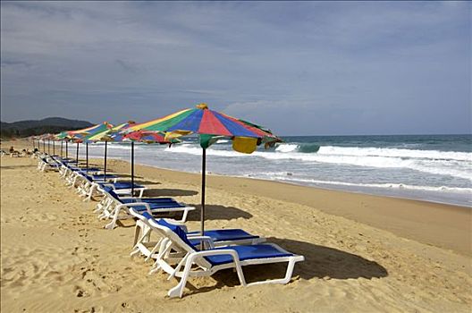 海滩,沙滩伞,普吉岛,泰国