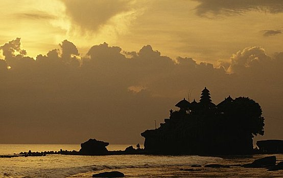 剪影,庙宇,海神庙,巴厘岛,印度尼西亚