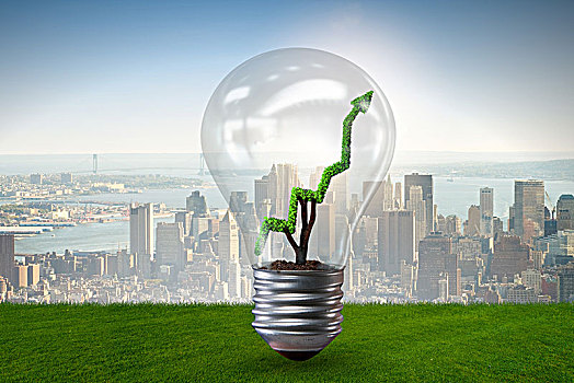 清洁能源,概念,绿色,曲线图,电灯泡