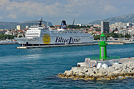 渡轮,蓝色,线条,运输,港口,分开,克罗地亚,欧洲