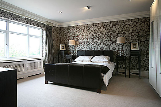 软垫,皮革,双人床,传统风格,卧室