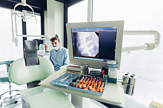 牙齿,x光,电脑屏幕,牙医,背景
