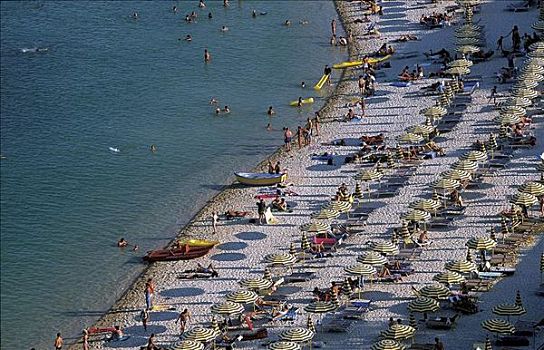 海滩,游泳,海洋,夏天,遮阳伞,意大利,欧洲