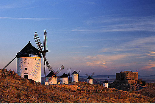 风车,拉曼查,康斯艾格拉,西班牙