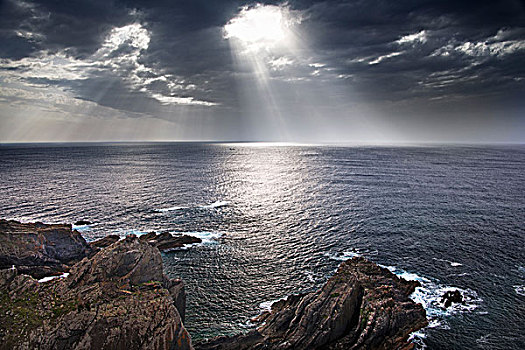 海岸线,葡萄牙,太阳,流动,云