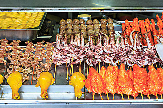 肉,海鲜,扦子,烧烤,商店,步行街,广州