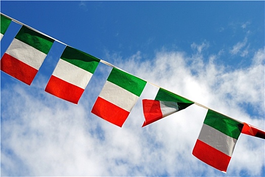 五个,意大利,旗帜,摆动,空中