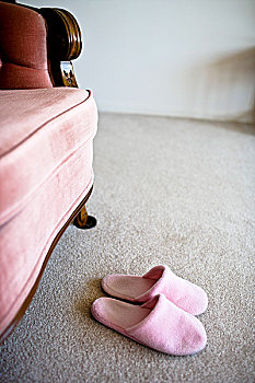 粉色,拖鞋,正面,沙发,椅子