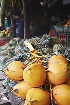 国王,椰子,水果摊,市场,加勒,斯里兰卡