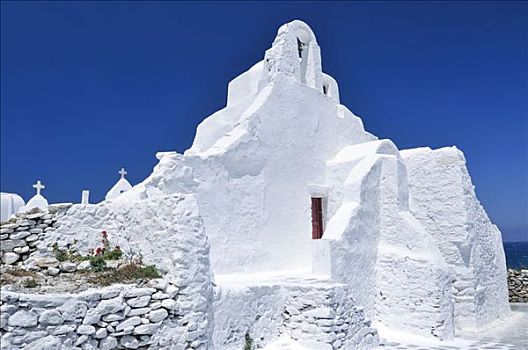 白色,教堂,小教堂,城市,米克诺斯岛,基克拉迪群岛,希腊,欧洲