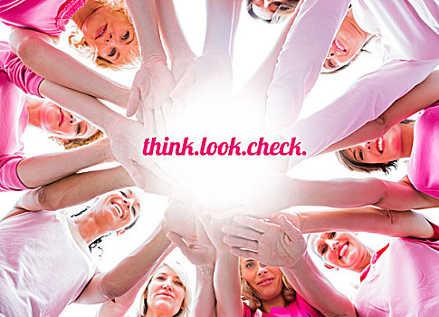 不同,女人,微笑,圆,穿,粉色,乳腺癌