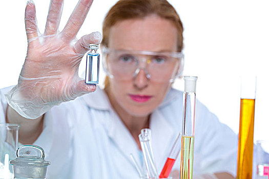 化学品,实验室,科学家,女人,工作,玻璃瓶