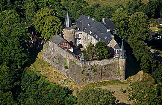 航拍,小丘,整修,城堡,哈根,区域,北莱茵威斯特伐利亚,德国,欧洲