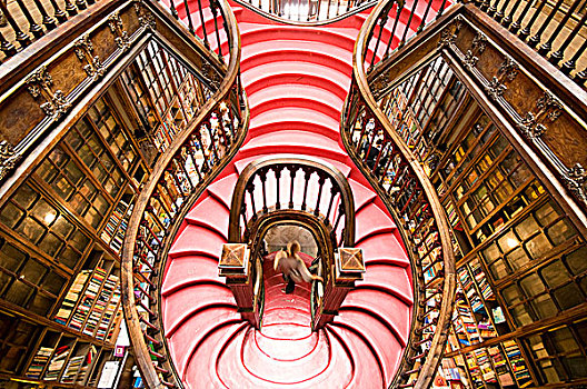 木质,螺旋,一个,印象深刻,书本,商店,波尔图,城市,区域,葡萄牙