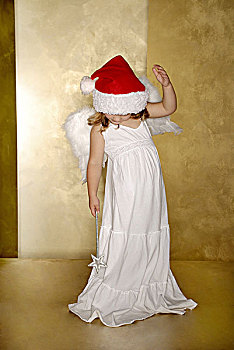 孩子,女孩,天使之翼,服装,圣诞老人,魔法棒,手势,圣诞节,人,幼儿,圣诞天使,天使,小天使,耶稣,装束,小,翼,帽,圣诞气氛,天使般