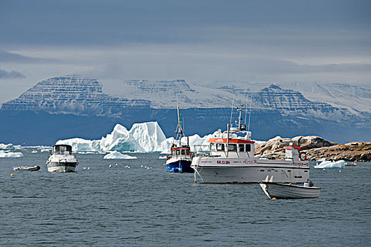 格陵兰,半岛,迪斯科湾,渔船,冰山,大幅,尺寸