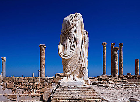 罗马,纪念碑,石头,雕塑,喷泉,庙宇,萨布拉塔,利比亚,北非