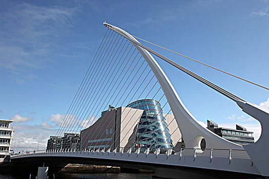 爱尔兰,都柏林,城市,桥,设计,西班牙,建筑师,圣地亚哥,码头,北方,墙壁,利菲河,会议中心