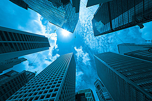 现代建筑,城市,蓝色色调