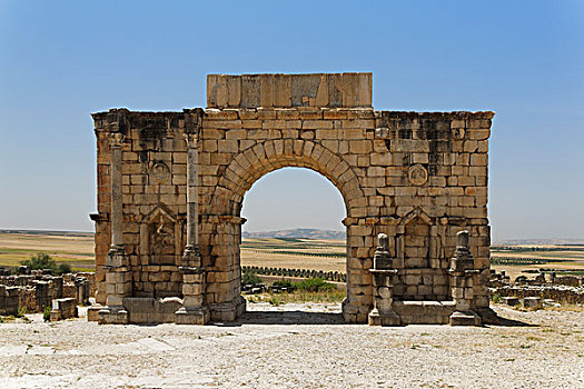 拱形,古罗马遗址,瓦卢比利斯,世界遗产,梅克内斯,摩洛哥,北非,非洲