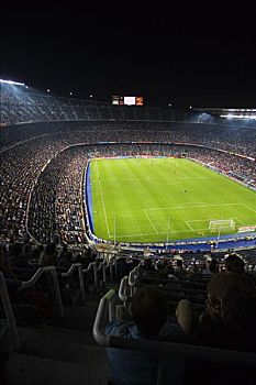 一堆,看,足球赛,体育场,巴塞罗那,西班牙
