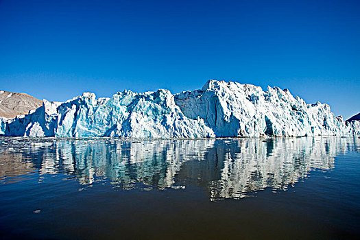 北极,斯瓦尔巴特群岛,蓝色,冰河,正面,海洋