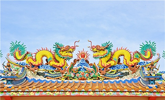 相似,龙,中国寺庙,屋顶