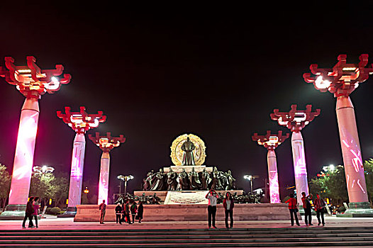 亮光,展示,晚上,雕塑,帝王,唐代,乐园,主题公园,西安,陕西,中国
