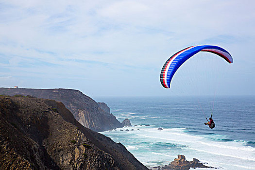 滑伞运动,高处,海洋,海滩,葡萄牙