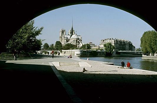 法国,巴黎,圣母大教堂,桥