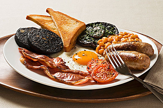 英国,早餐,血肠,煎鸡蛋