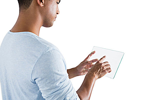 男人,玻璃,数码,白色背景