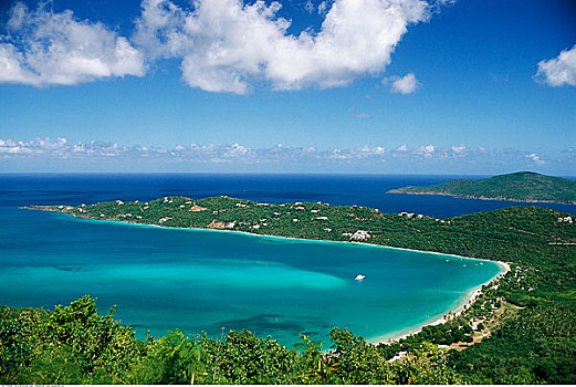 俯视,海岸线,圣托马斯,加勒比海
