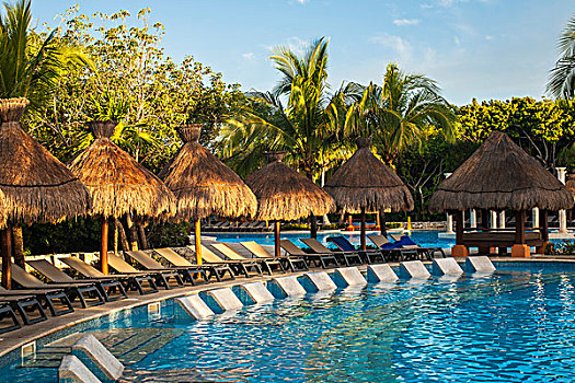 游泳池,休闲椅,胜地,加勒比,干盐湖,卡门,墨西哥