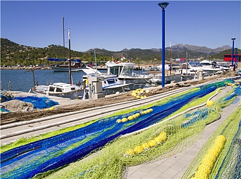 渔网,钓具,港口,马略卡岛