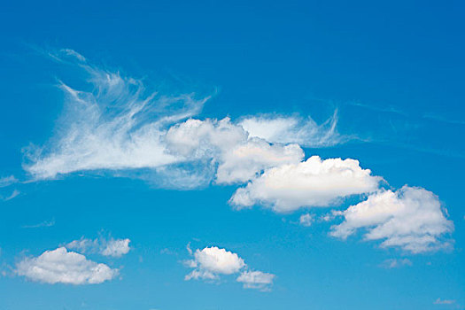 漂亮,蓝色,夏日天空,绒毛状,白云
