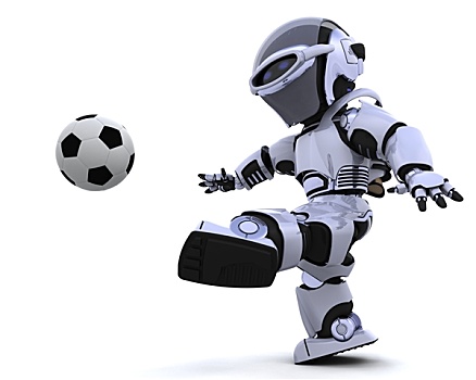 机器人,玩,足球