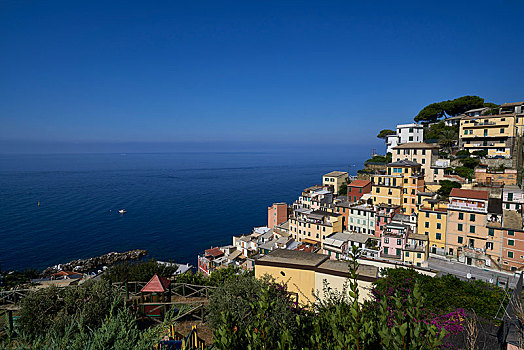 风景,上方,里奥马焦雷,乡村,利古里亚海,五渔村,拉斯佩齐亚省,利古里亚,意大利,欧洲