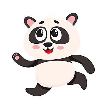 跑步熊猫简笔画图片