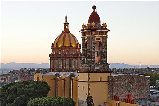 寺院,黄昏,圣米格尔,墨西哥