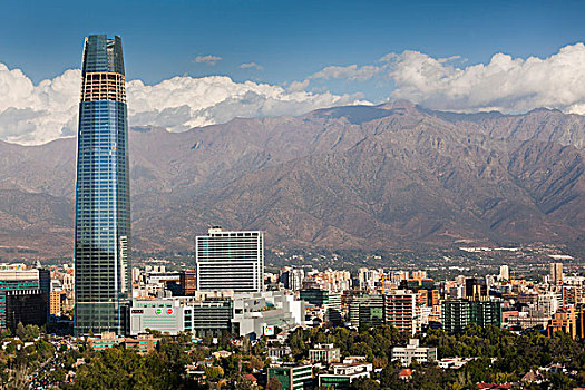 智利,圣地亚哥,俯视图,建筑,奶奶,塔,圣克里斯托瓦尔,山