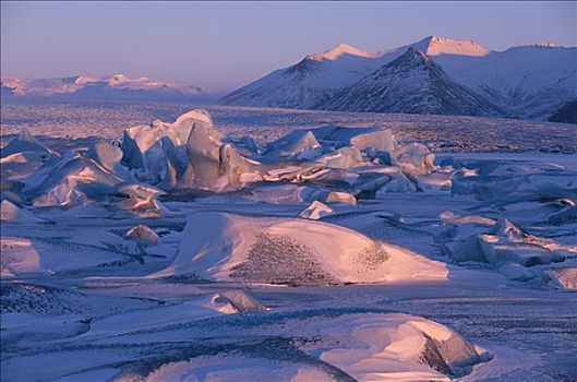 冰冻,结冰,湖,冬天,日出,冰岛,欧洲