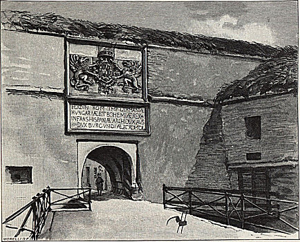 大门,老,要塞,19世纪90年代,艺术家