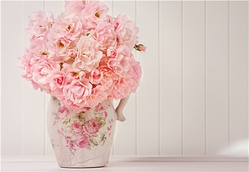 花束,粉色,玫瑰,花瓶