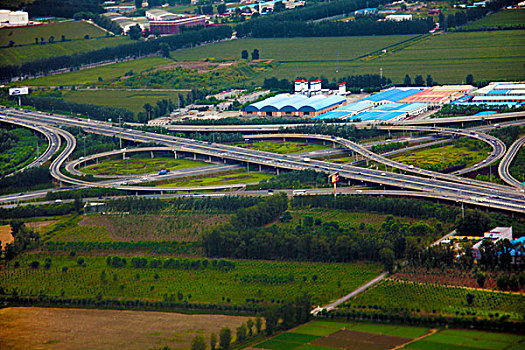 回北京途径机场郊区鸟瞰立交桥
