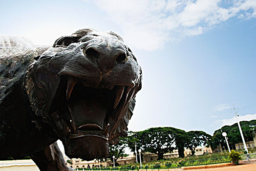 雕塑,豹,花园,宫殿,迈索尔,印度