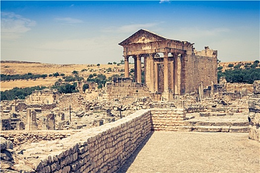 古老,罗马,城市,突尼斯,杜加遗址