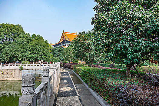 湖南长沙古开福寺－佛殿,钟鼓楼,古银杏,佛塔