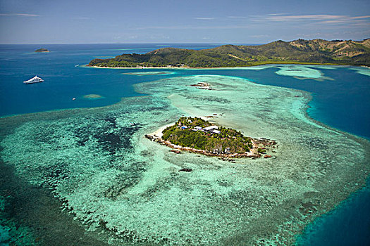 岛屿,玛玛努卡群岛,斐济,南太平洋,俯视